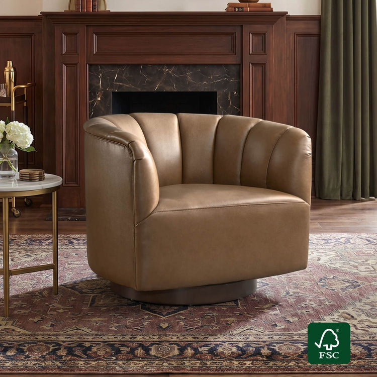Retta Channel Barrel Swivel  Accent Chair