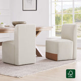 Aida Performance Fabric Rolling Dining Chair With Casters Base