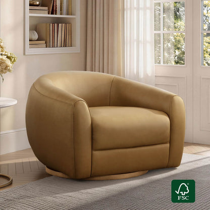 Mateo Modern Genuine Leather Swivel Accent Chair