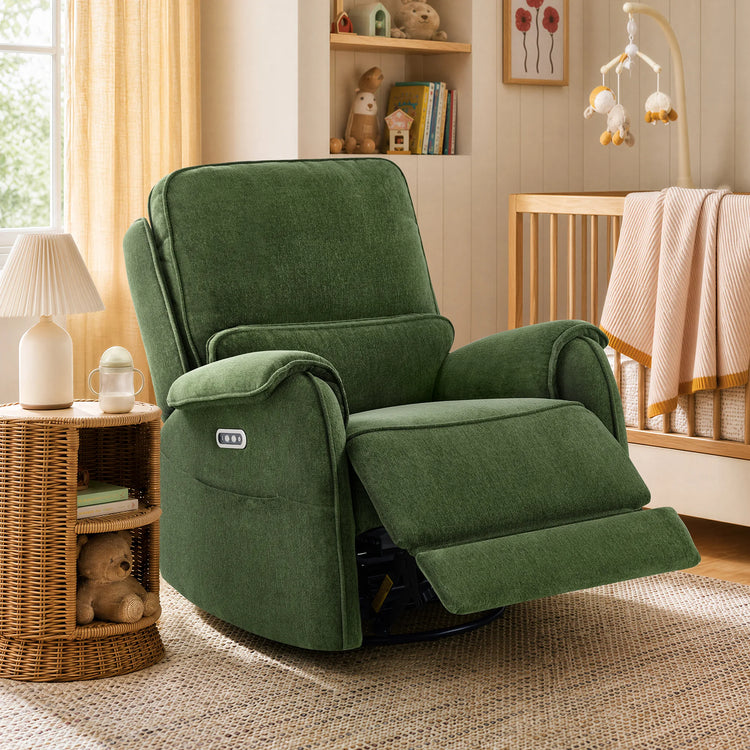 Alicia Power Swivel Nursery Glider Recliner with Nightlight