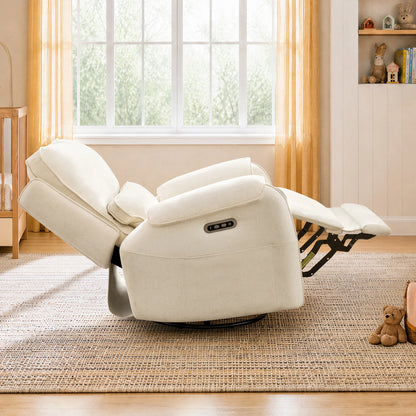 Alicia Power Swivel Nursery Glider Recliner with Nightlight