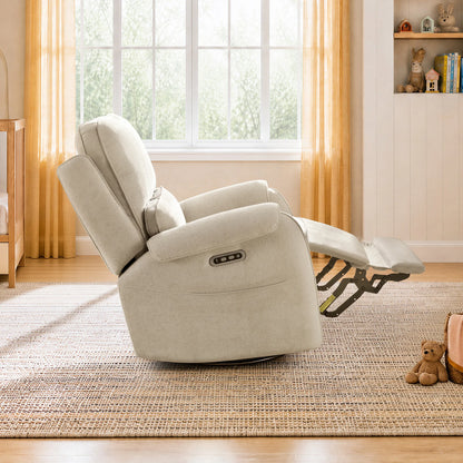 Alicia Power Swivel Nursery Glider Recliner with Nightlight