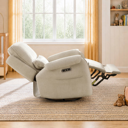 Alicia Power Swivel Nursery Glider Recliner with Nightlight
