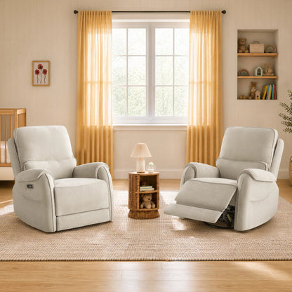 Alicia Power Swivel Nursery Glider Recliner with Nightlight