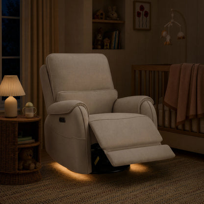 Alicia Power Swivel Nursery Glider Recliner with Nightlight