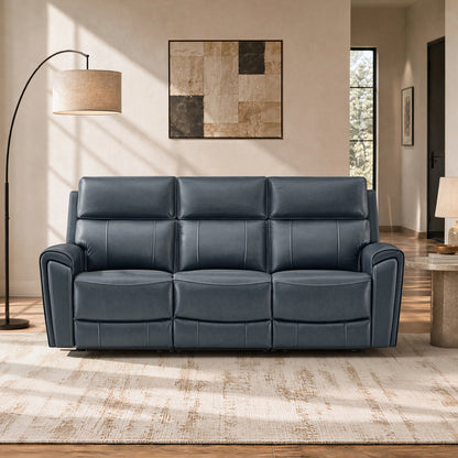 Libonet Modern Genuine Leather Reclining Sofa with Power Headrest