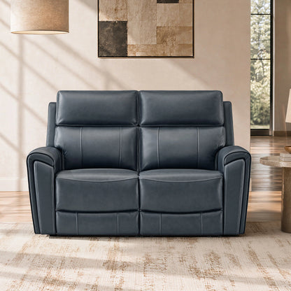 Libonet Modern Genuine Leather Reclining Sofa with Power Headrest