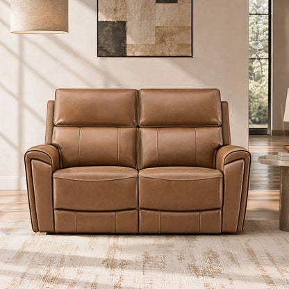 Libonet Modern Genuine Leather Reclining Sofa with Power Headrest