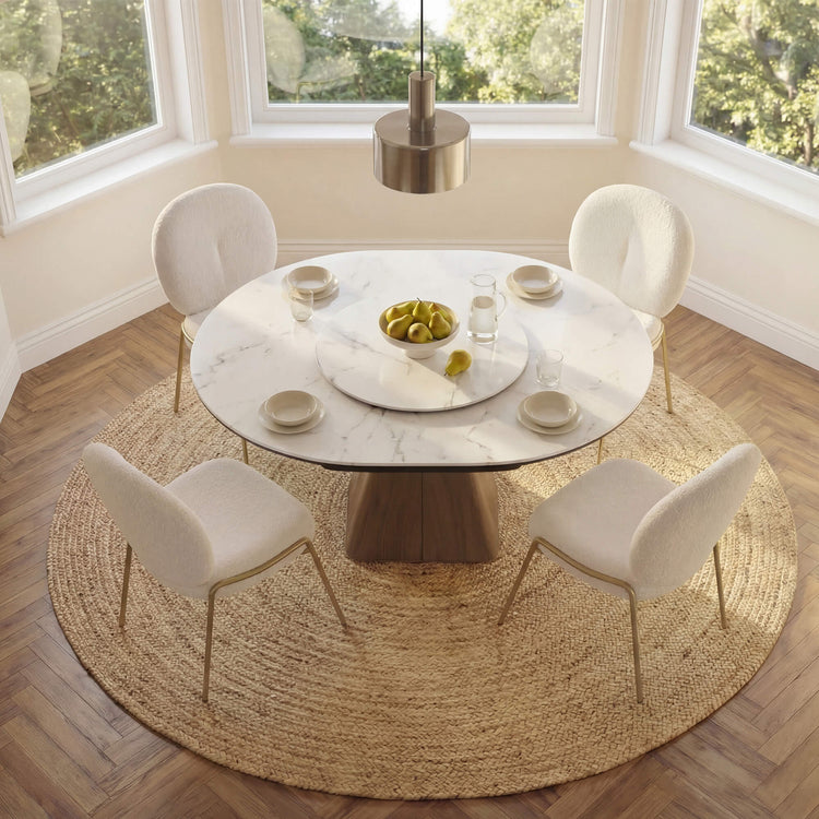 Camila Extendable Sintered Stone Dining Table with Lazy Susan, 24.8