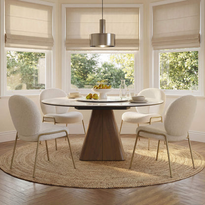 Camila Extendable Sintered Stone Dining Table with Lazy Susan, 24.8"-52.9"