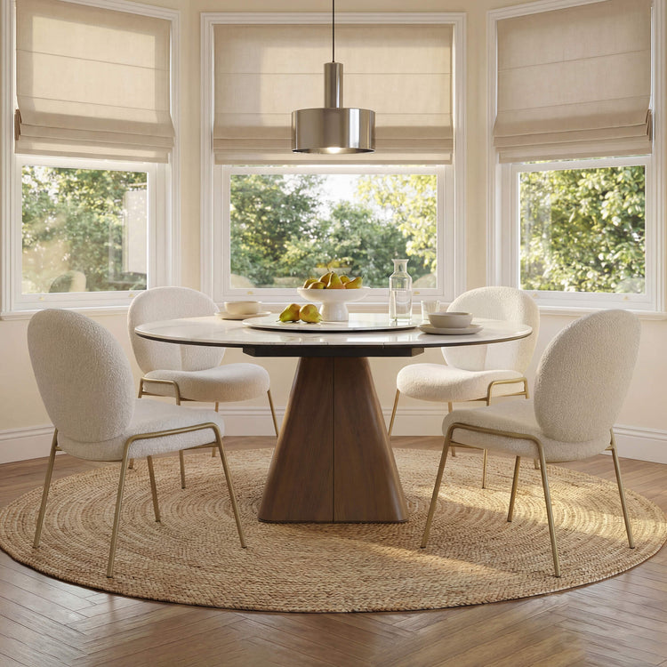 Camila Extendable Sintered Stone Dining Table with Lazy Susan, 24.8"-52.9"