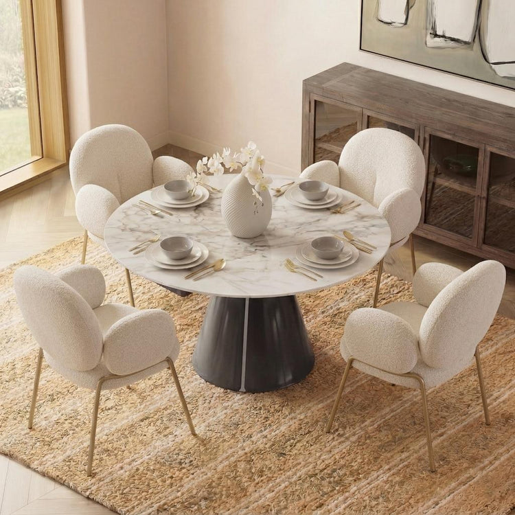 Camila Round Extendable Sintered Stone Dining Table,33.4