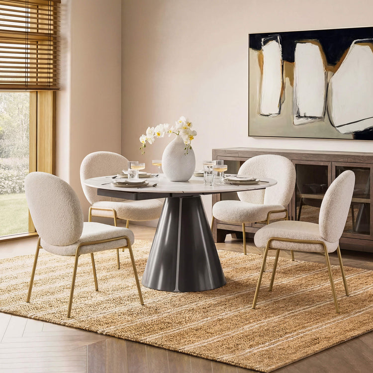 Camila Round Extendable Sintered Stone Dining Table,33.4