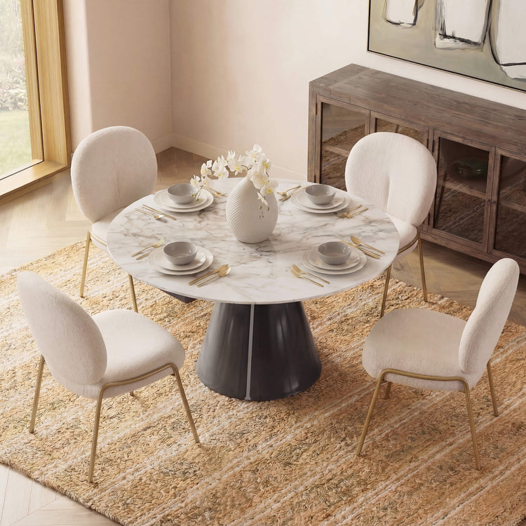 Camila Round Extendable Sintered Stone Dining Table,33.4"-51.1"