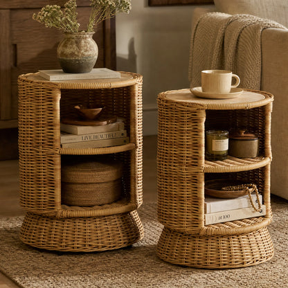 Cassie Rattan Storage Outdoor & Indoor Side Table