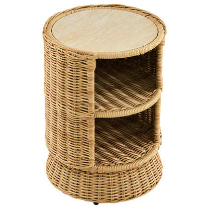 Cassie Rattan Storage Outdoor & Indoor Side Table