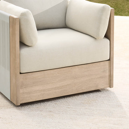 Clover Acacia Wood Rope Outdoor Swivel Chair