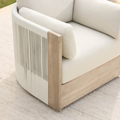 Clover Acacia Wood Rope Outdoor Swivel Chair