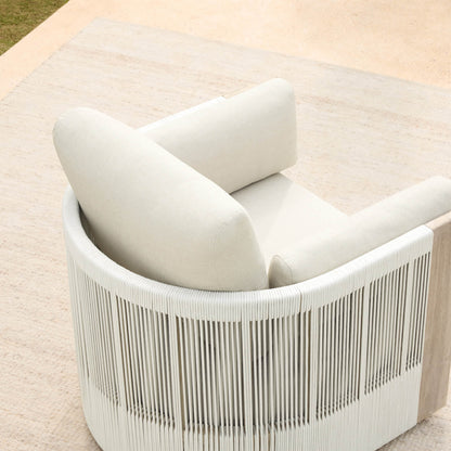 Clover Acacia Wood Rope Outdoor Swivel Chair