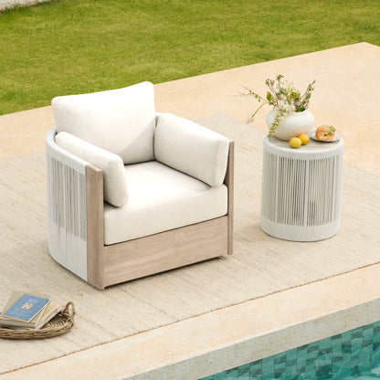 Clover Acacia Wood Rope Outdoor Bistro Set with Swivel Chair