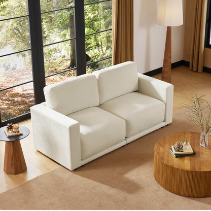 Stylish two-seater sofa with clean lines and soft cushions.