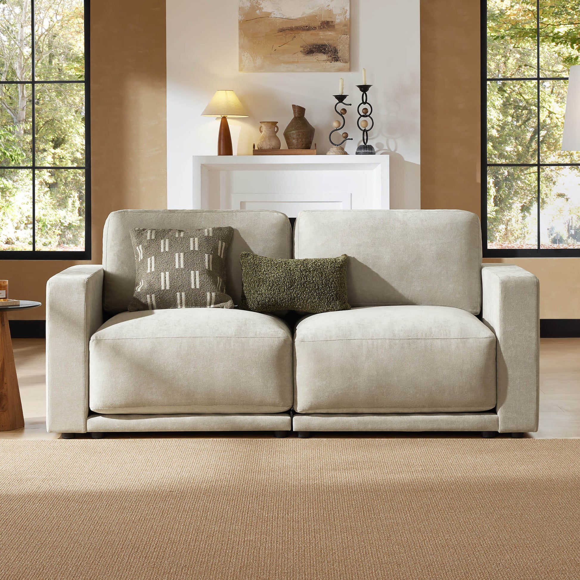 Sophisticated and cozy sofa perfect for a chic living room.
