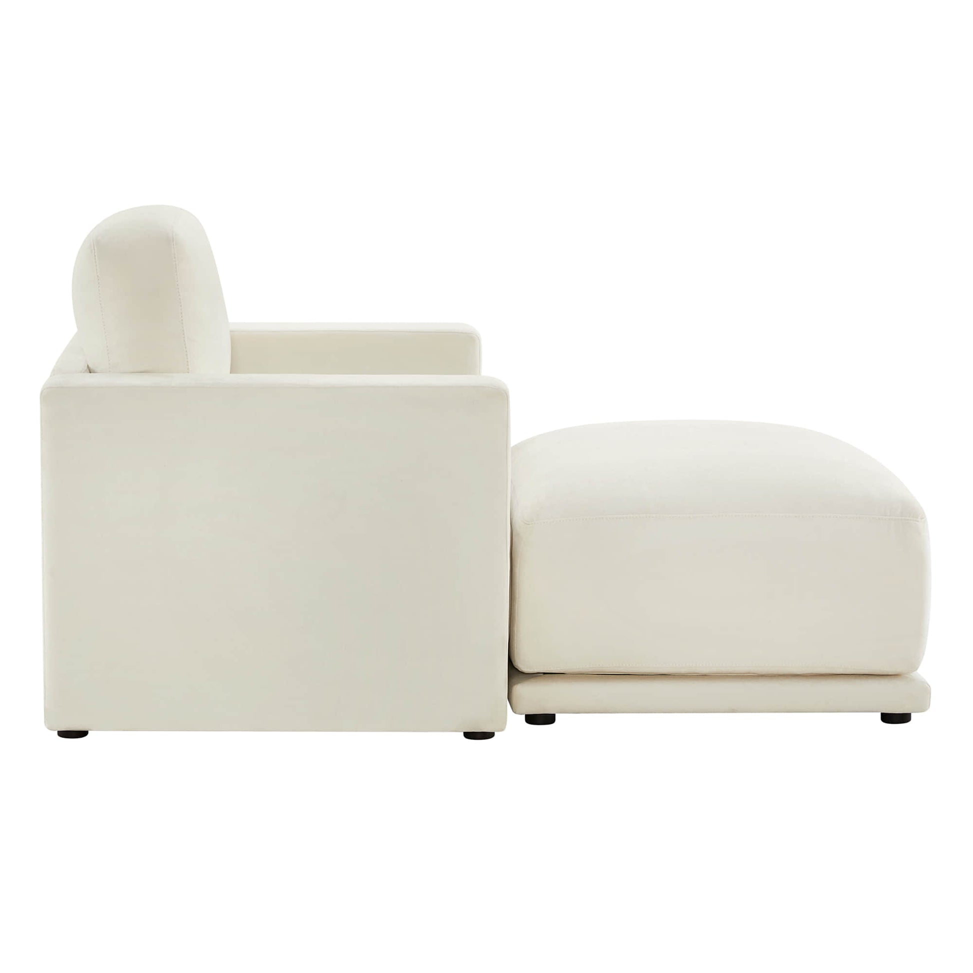 Minimalist modular sofa with chaise, sleek side profile