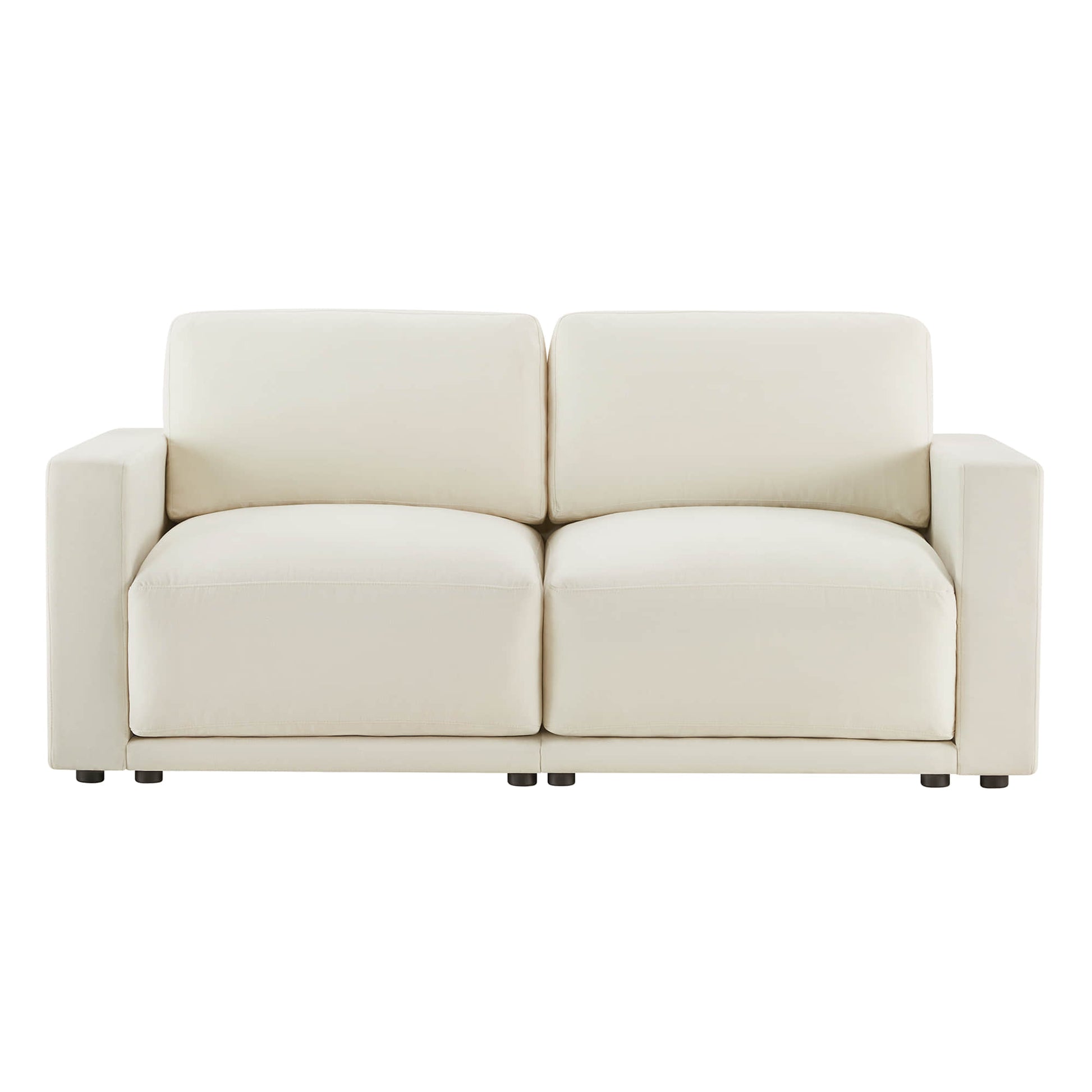 Sleek and minimalistic two-seater sofa in elegant white.