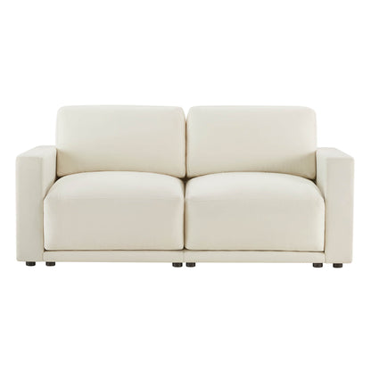 Sleek and minimalistic two-seater sofa in elegant white.
