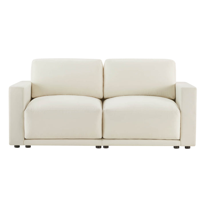 Sleek and minimalistic two-seater sofa in elegant white.
