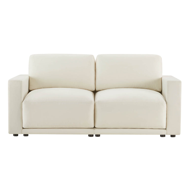 Sleek and minimalistic two-seater sofa in elegant white.