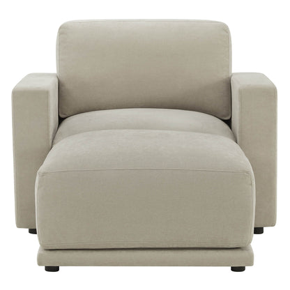 Beige modular sofa sectional with durable fabric and chaise design.
