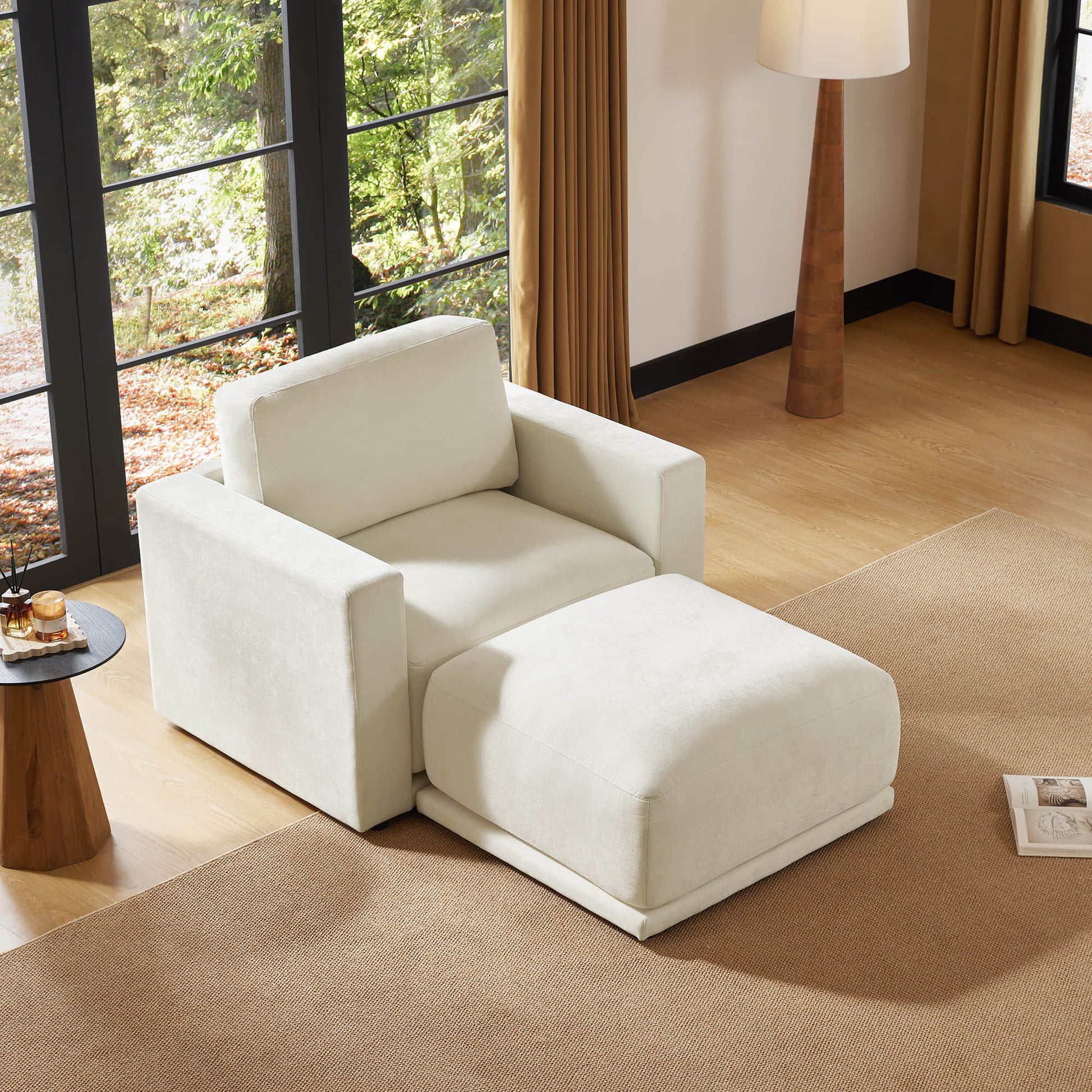 Compact modular sofa with durable chaise design.