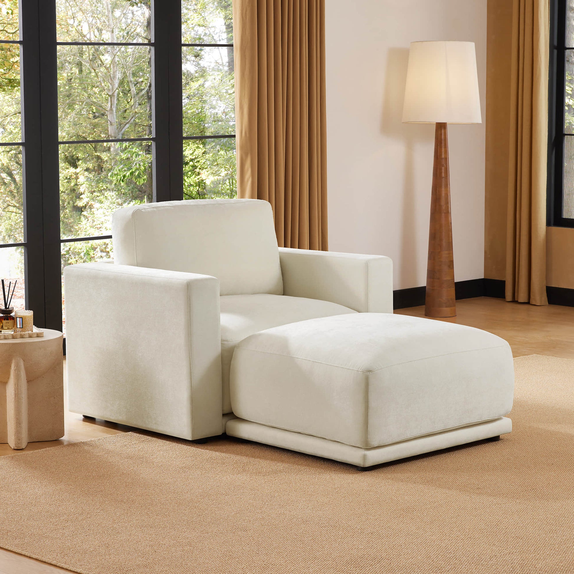 Modular sofa sectional with durable fabric and cozy chaise