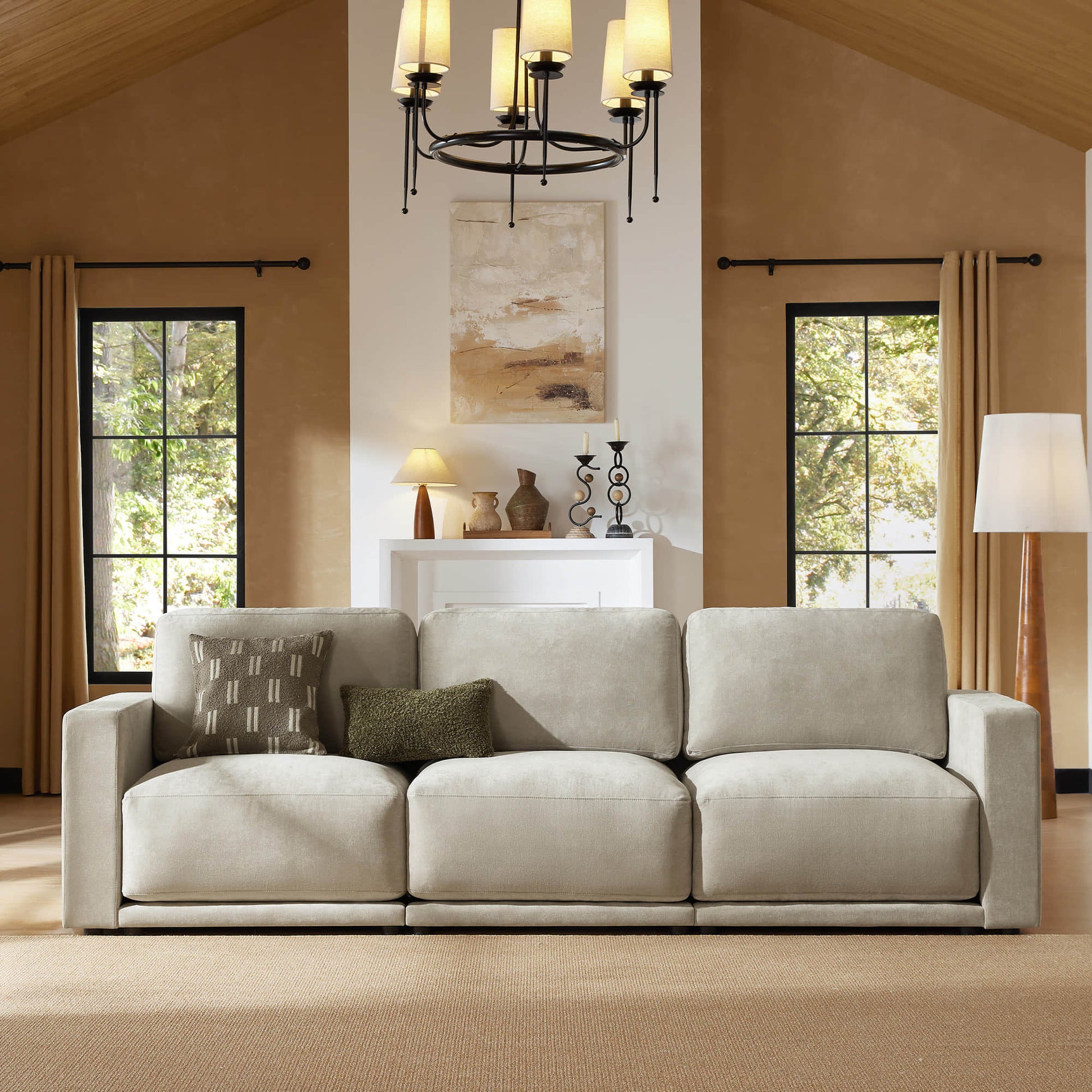 Chaise sectional in a stylish, inviting atmosphere.