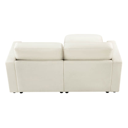 Back view of a sleek, modern sofa with clean lines.