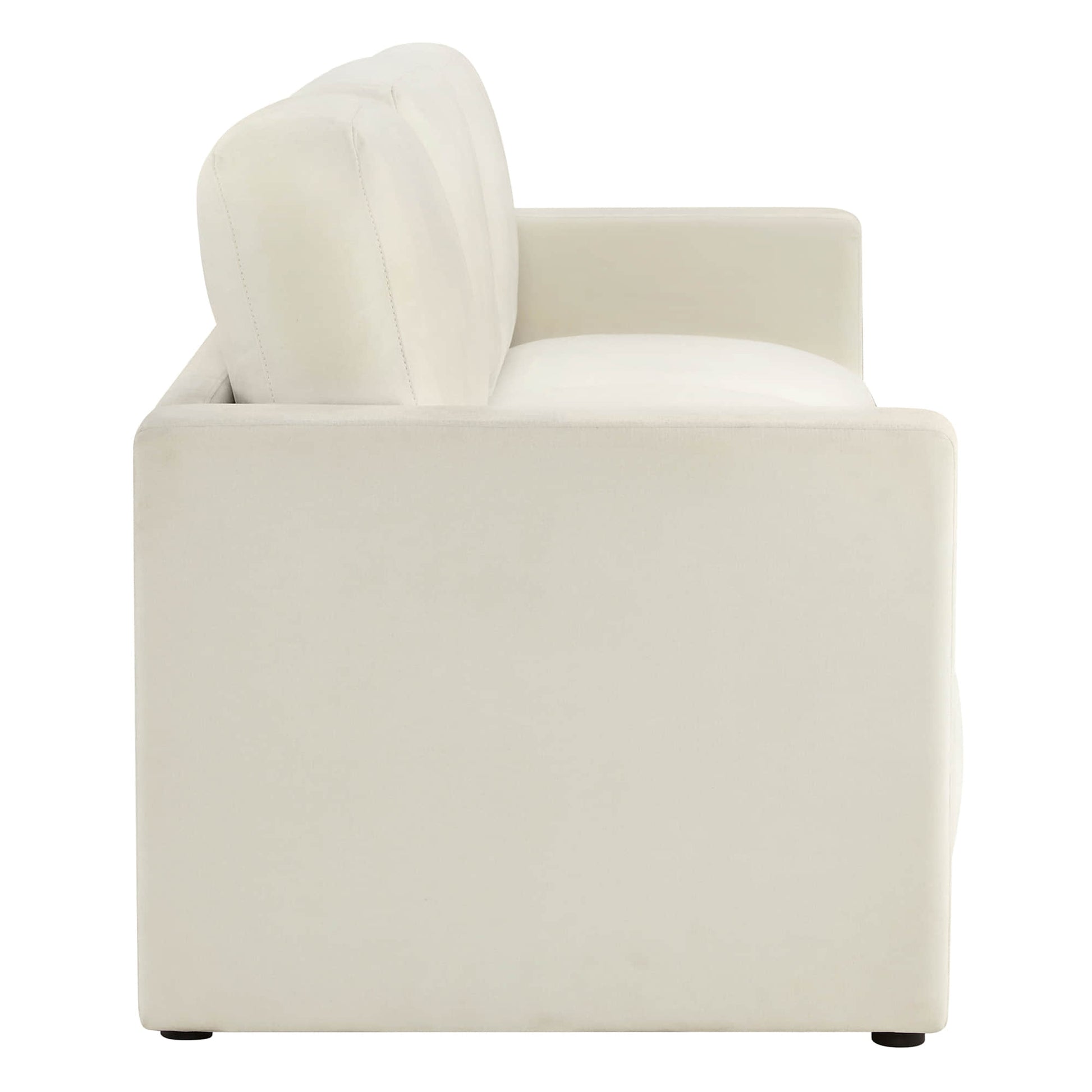 Modular chaise sectional with durable upholstery, side view.
