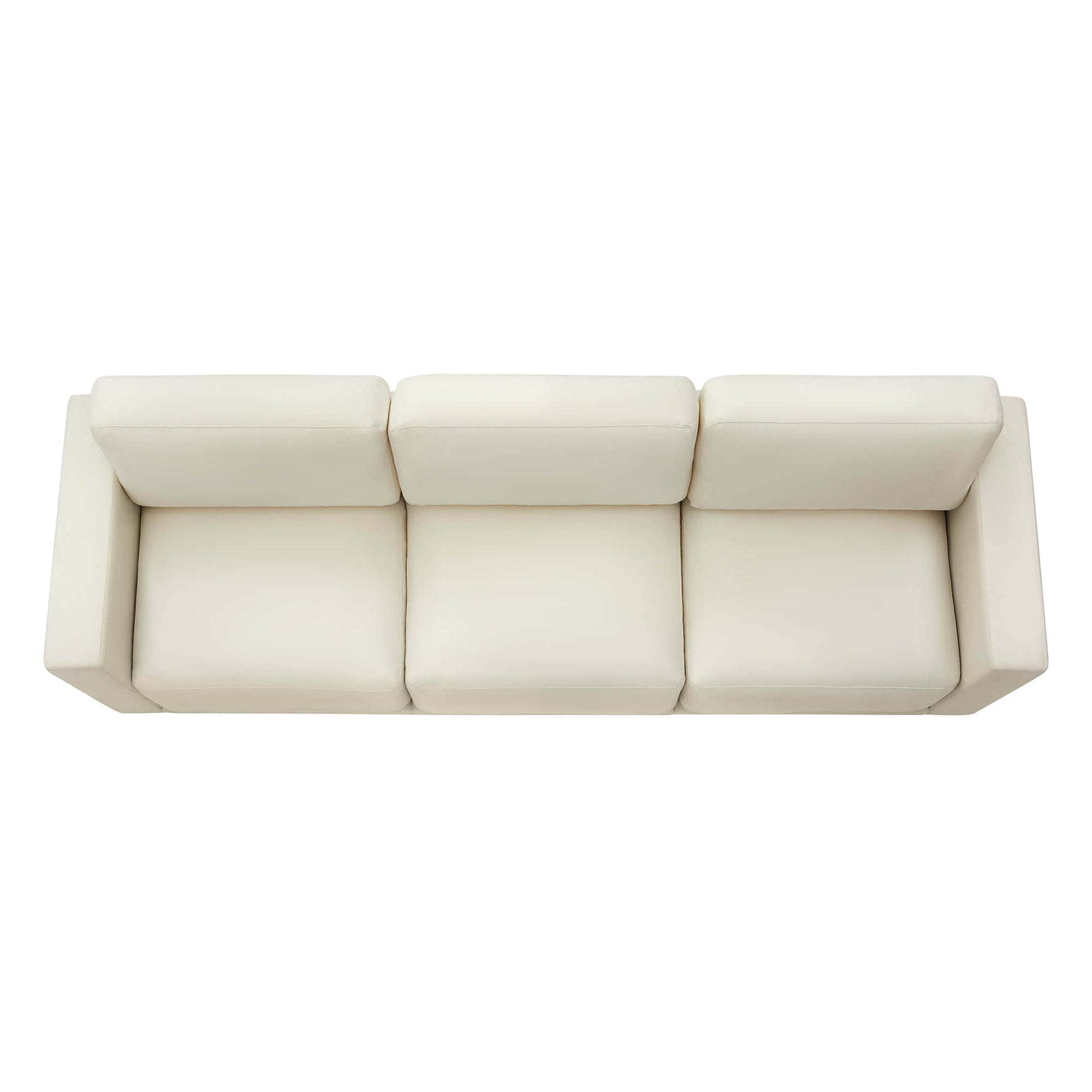 Top view of a three-seater modular sectional sofa with durable fabric.
