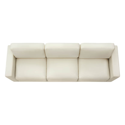 Top view of a three-seater modular sectional sofa with durable fabric.