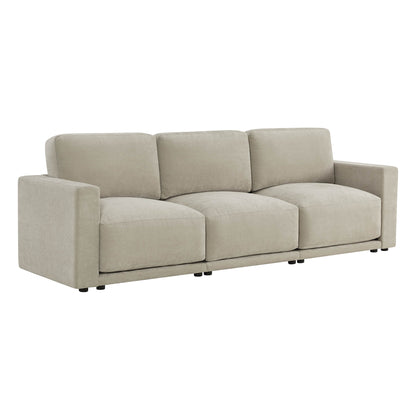 Features wide armrests and deep seating.