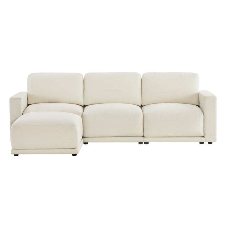 Light fabric chaise sectional, durable and modular design