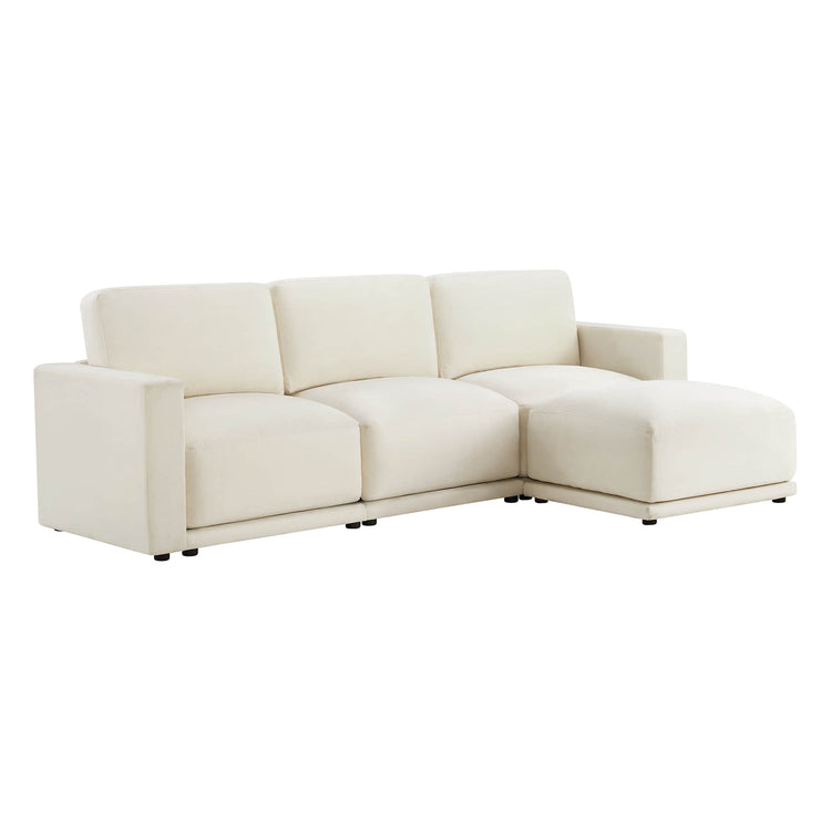 Cream-colored modular chaise sectional, durable build