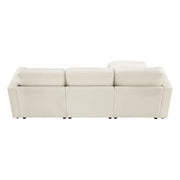 Top view of modular chaise sectional, light cream fabric