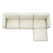 Durable modular chaise sectional sofa, light cream fabric