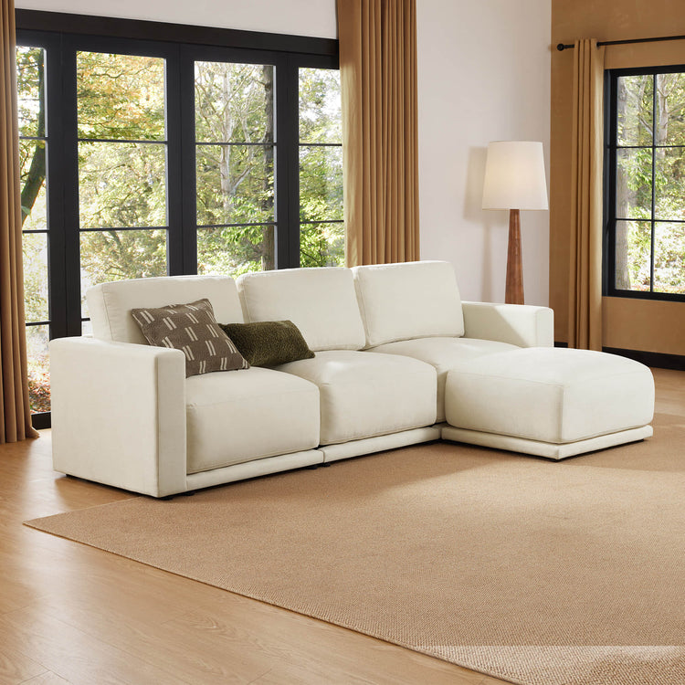 Durable modular sofa sectional with chaise in living room
