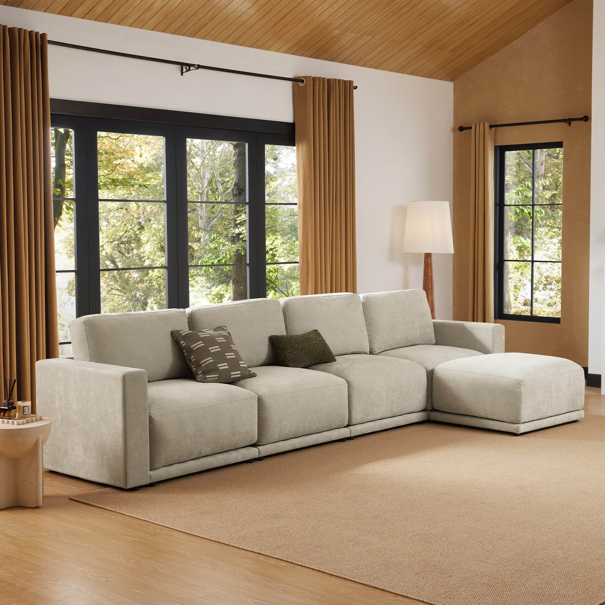 Modern chaise sectional enhancing living room decor
