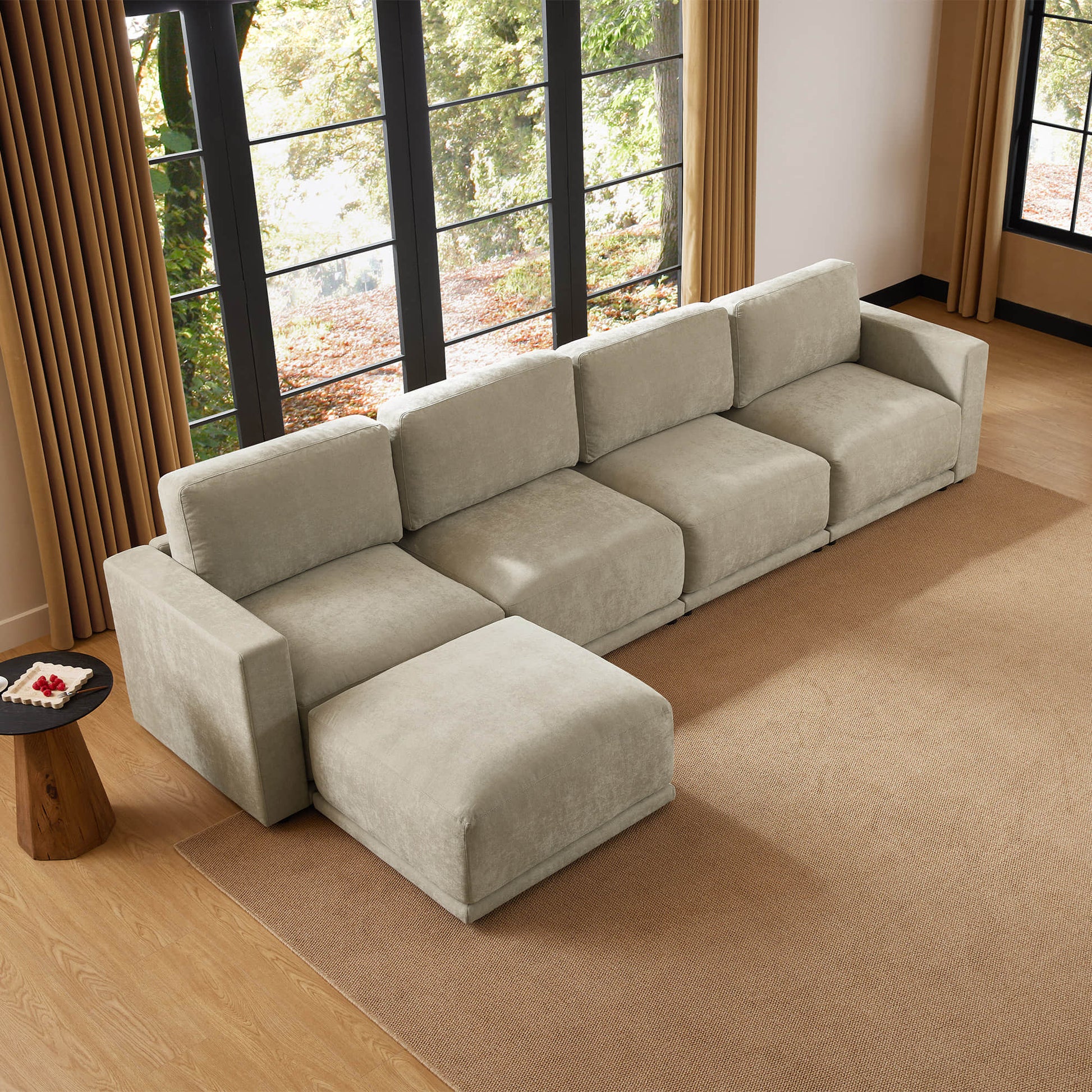 Plush durable sofa with easy-to-clean fabric