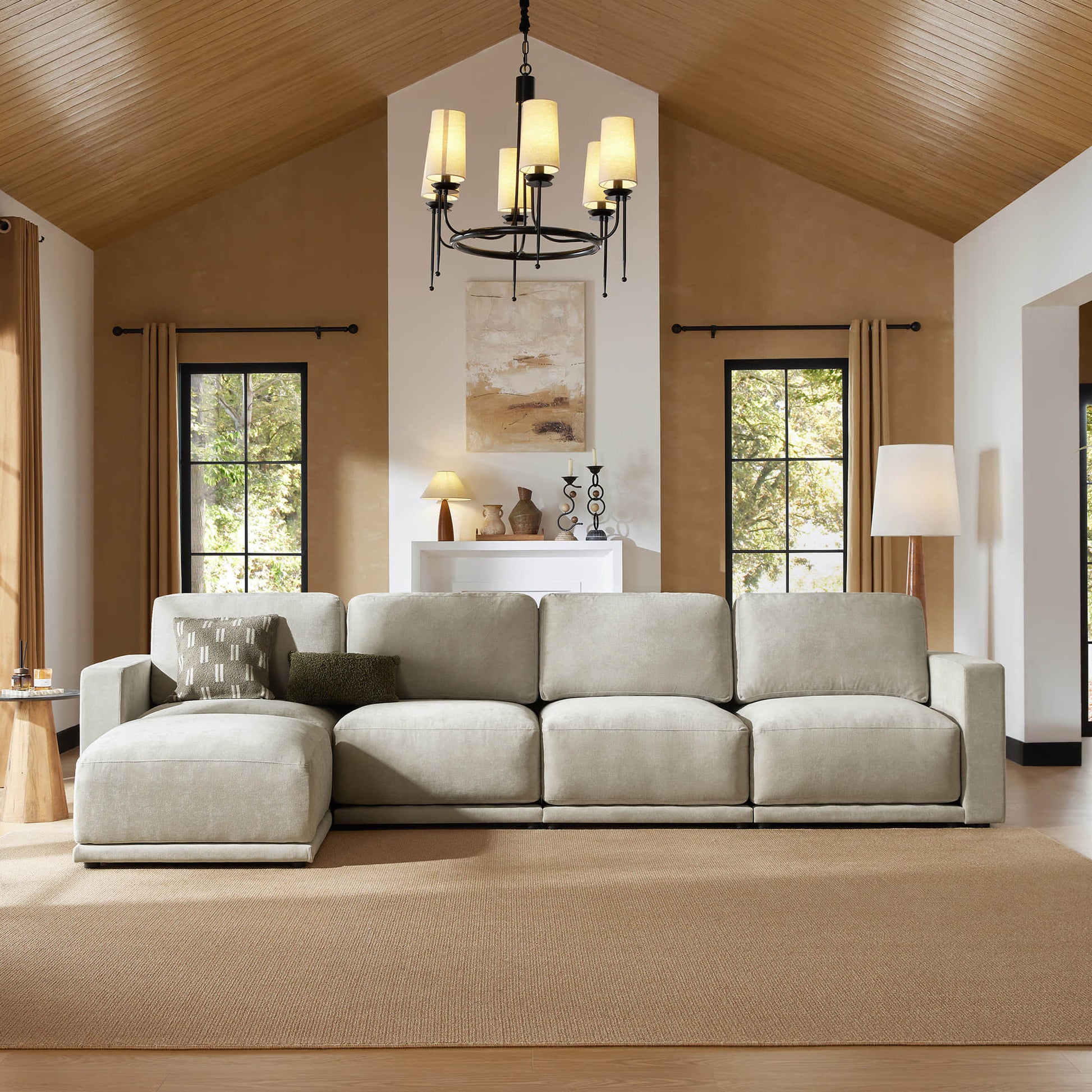 Modular sofa sectional offering flexible configurations