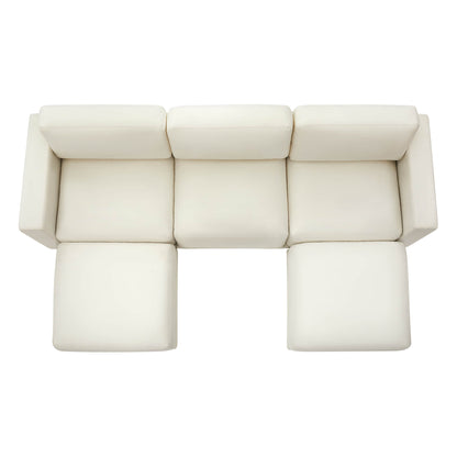 Top view of chaise sectional in neutral tones