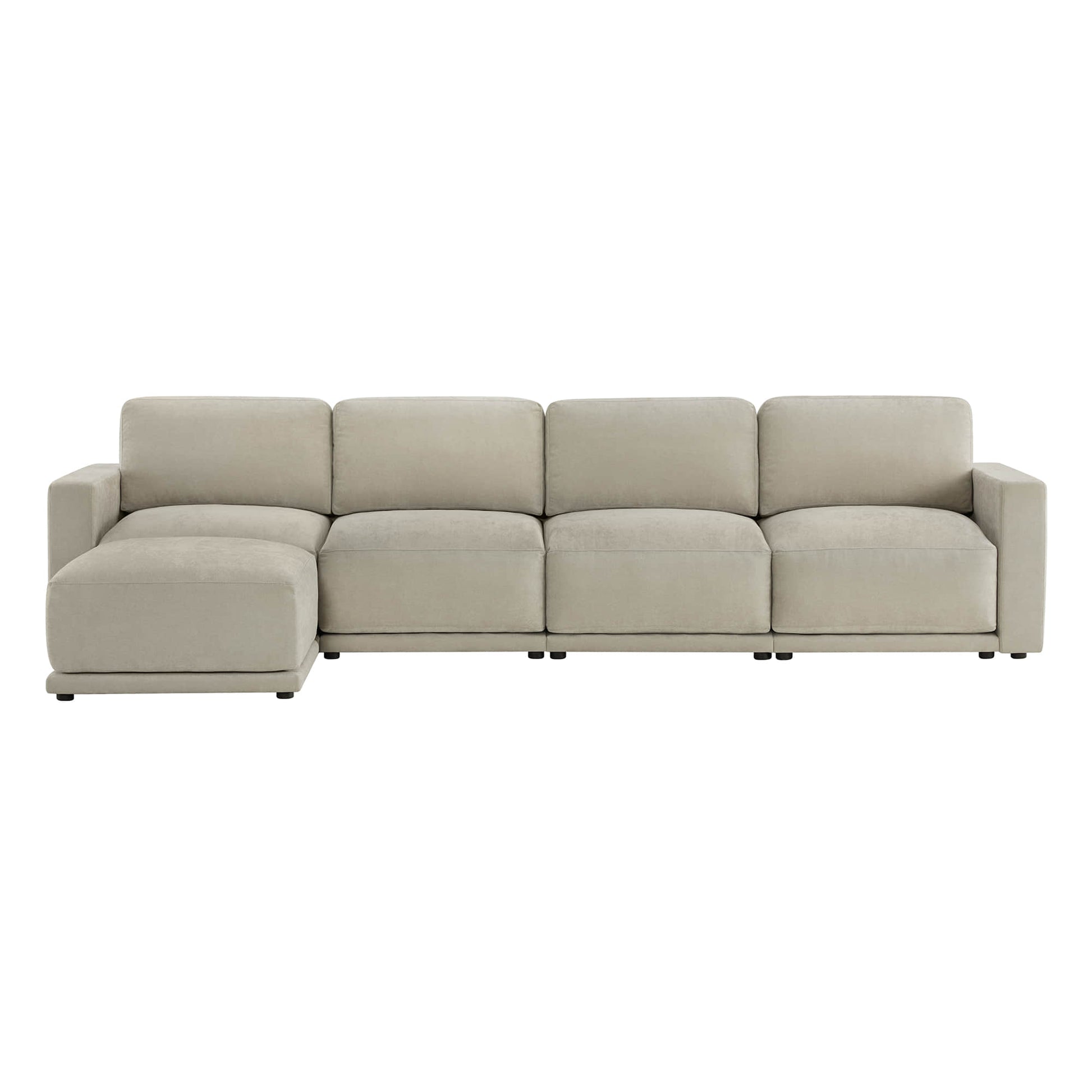 Beige chaise sectional with durable upholstery